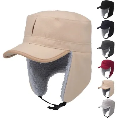 Wool Baseball Hat With Visor And Ear Flaps Winter Warm Cap For Men Women • $15.36