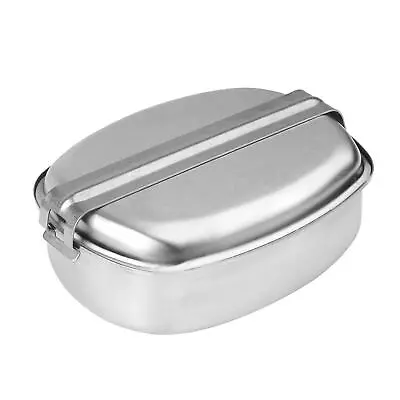 MIL-TEC French Military-style Mess Kit Stainless Steel Campfire Cookware Pan Lid • $40.37