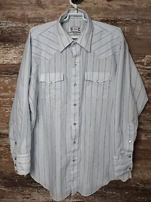 VTG 1950s H BAR C RANCHWEAR WESTERN PEARL SNAP SHADOW PLAID SHIRT ROCKABILLY USA • $23.95