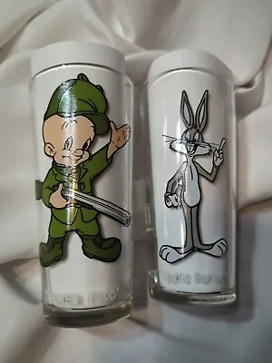 Vintage 1973 Elmer Fudd & Bugs Bunny Pepsi Collector Series Glasses Looney Tunes • $22.94