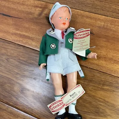 German SCHMIDER TRACHTEN Celluloid Vintage Boy Doll  8 1/2   Tag & Mark • $43.75