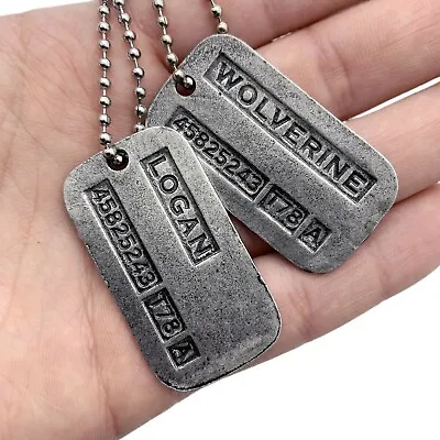 X-Men Inspired Wolverine Logan Brushed Steel Double Dog Tag Pendant Necklace • £6.95