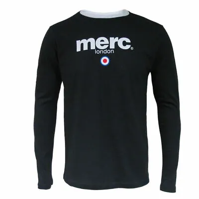 Merc London Mens 60s Mod Fight Long Sleeve T-shirt Black S • £26.95