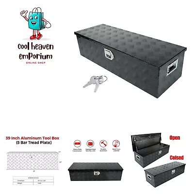 39 X13 X10  Black Aluminum Heavy Duty Pick Up Truck Bed Tool Box Trailer Stor... • $188.99