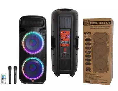 MR DJ PBX6300BAT 4500 Watts Dual 15  Rechargeable PA DJ Party Speaker Bluetooth • $349.99