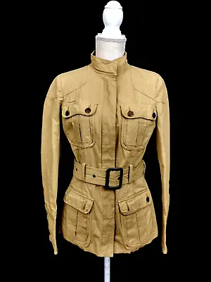 $55 • Buy Zara Basic Women's Beige 100% Cotton Safari Military Style Belted Jacket Size 4