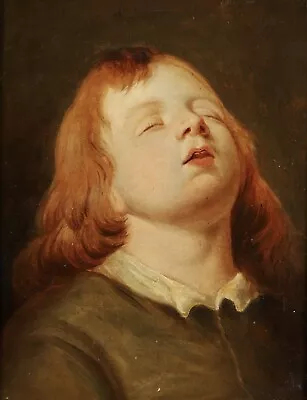 18th CENTURY FINE FRENCH OLD MASTER OIL ON PANEL - YOUNG BOY RESTING • £2.20