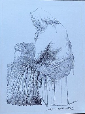$70 • Buy Seymour Rosenthal Lithograph Signed In Pencil Of An Old Woman From The 1960’s