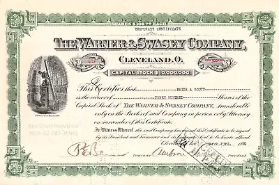 THE WARNER & SWASEY COMPANY BUILDERS OF TELESCOPES STOCK CERTIFICATE C1920 • $55.99