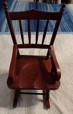 Wooden Doll Rocking Chair Spindle Back Solid Condition 12 1/2  High 7  Wide • $10