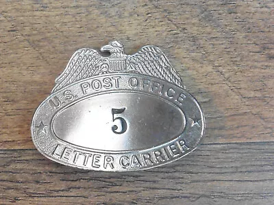 Vintage USPS US Post Office Mail Letter Carrier Metal Cap Badge #5 Hat • $1.99
