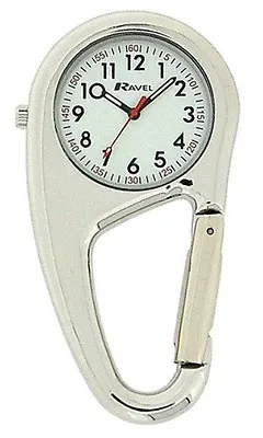 Ravel Silver Fob Watch Sprung Loaded Carabiner Nurse Doctors Medical  R1105.01 • £9.99
