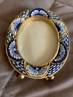 Vintage Micro Mosaic / Brass Small Picture Frame - Italy  2 1/2  X 2   Beautiful • $34.99