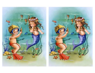 Vintage Image Nursery Retro Mermaid Boy Under Sea Waterslide Decals KID686 • $12.99