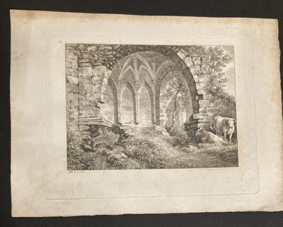 £9.99 • Buy Etching By Samuel Howitt  BUILDING & CATTLE