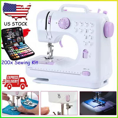 Electric Sewing Machine Portable For Beginners LED Light 200Pcs Sewing Kit Gift • $40.49