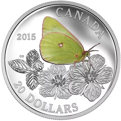 2015 Canada $20 Fine Silver Coin - Butterflies Of Canada: Giant Sulphur • $58.49