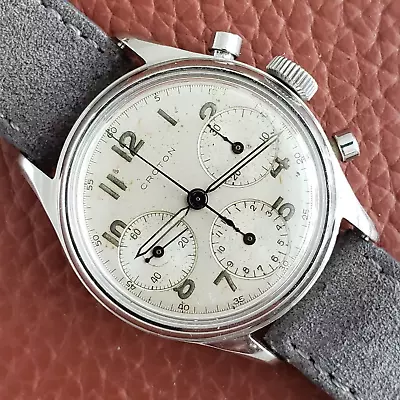 Croton Valjoux 72 Vintage Chronograph Watch All Steel Screwback Case Mechanical • $1650