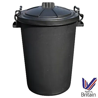 £16.95 • Buy BLACK 80/85L Litre Plastic Bin Rubbish Dustbin Animal Feed/ GARDEN/KITCHEN STORG