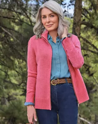 SALE WOOLOVERS Lambswool Zip Thru Cardigan - Pink- RRP $125 - Freeship • $40