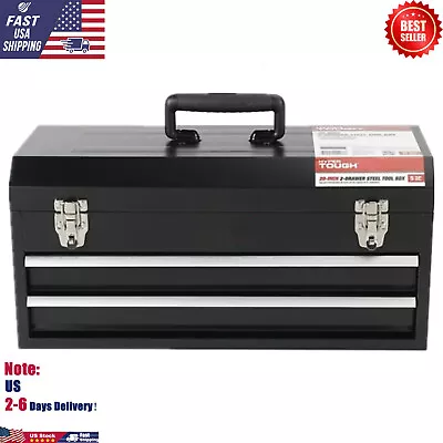 20-inch 2-Drawer Tool Box Tool Chest With Flip-up Lid Black Steel Multi-Purpose • $36.68