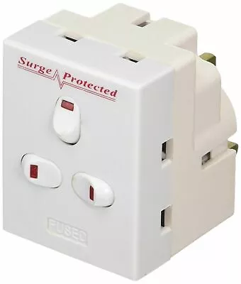 3 Way Triple Mains Switched Adapter 13A Plug Neon Block Socket Splitter Surged  • £9.99