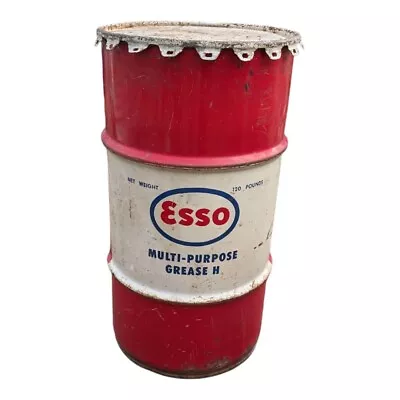 Vintage 15 Gallon Esso Oil Drum Gas Station Barrel Multi Purpose Grease H 1950s • $299.99