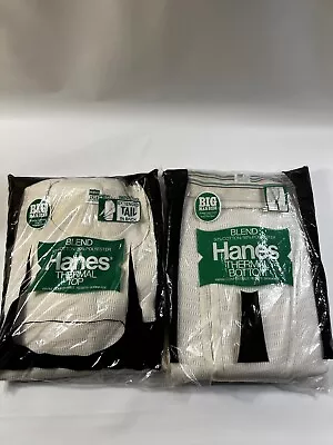 Vintage Hanes White Thermal Top Shirt & Bottom Size XXL NOS NEW SEALED • $34.99