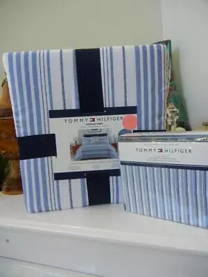 Tommy Hilfiger 5 Pc Twin/twin Xl Navy White Montauk Stripe Comforter & Sheet Set • $119.99