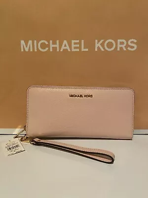 Michael Kors Jet Set Travel Large Continental Wristlet Wallet Powder Blush Pink • $50.48
