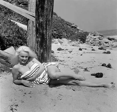 Actress Mamie Van Doren Poses At The Beach In LA 1956 OLD PHOTO 19 • $9