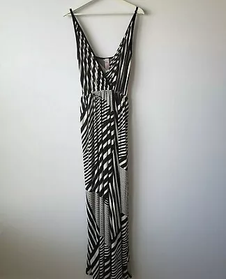 American Twist Black White Side Slit Maxi Dress Size S • $24.99