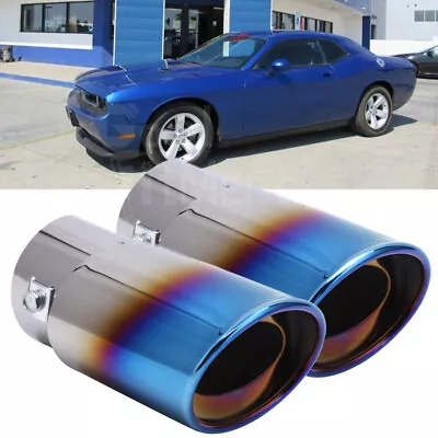 For Dodge Challenger Charger 2Pcs Exhaust Pipe Rear Tail Muffler Tip Kit Blue US • $27.12