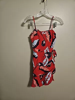 Express Womens Red Floral Side Tie Ruffle Dress Size XS • $10.95