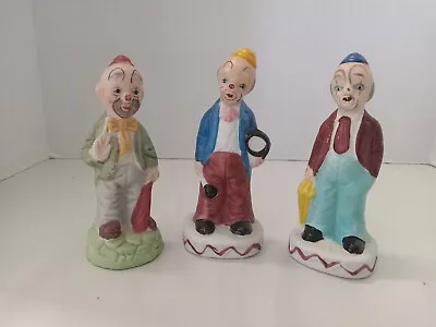 Vintage Ceramic Clown Figurines Lot Of 3 Great Condition 5  High  • $14.99