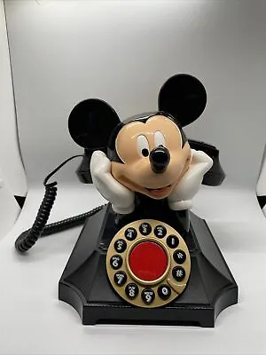 Mickey Mouse Telemania Rotary Style Push Button Desk Telephone Vintage READ DESC • $19.90