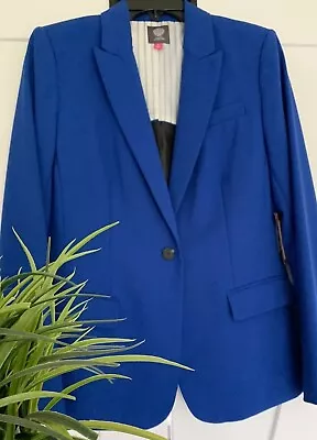 Vince Camuto Royal Emperor Blue Fitted Suit Jacket Blazer Coat 8 New W/tags $150 • $42