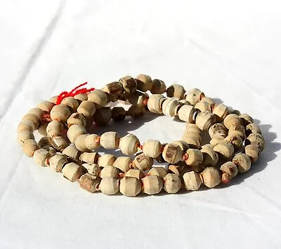 White Holy Basil Tulsi Japa Mala Knotted Prayer Rosary Beads Hindu Meditation • $6.50