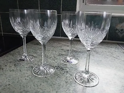 Set Of 4 Edinburgh Crystal Clyde Pattern Wine Glasses 6.8 Inches • £39.99