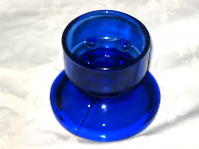 Vintage Squat Cobalt Blue Glass Eggcup Style Salt Pinch Condiment Trinket Vase • $20