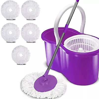 £913.85 • Buy 360° Rotating Magic Spin Floor Mop Bucket Set Microfibre With 5 Heads For Clean