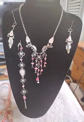 Inka Peruvian Pink & Silver Star Necklace   Bracelet And Earrings Set  (3) • $12.63