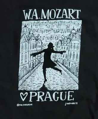 VTG W.A. Mozart Prague T-Shirt Sz Large Art Praha Handmade Tee 1991 • $40