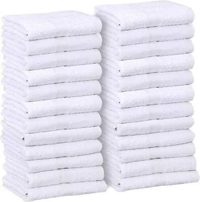 Hand Towels Set 15x25 Inch White Cotton Blend Bulk Pack Golf Gym Spa Salon Towel • £20.23