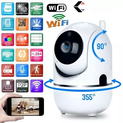 UK 1080P IP Camera Wireless WIFI Indoor CCTV HD PTZ Smart Home Security IR Cam • £14.59