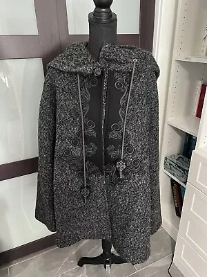 NWOT Grey Gothic Cape Coat Jacket Faire Cosplay Fairy Witch Vampire Elf Elven • $49