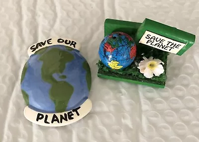 Save The Planet Magnets Lot Of 2 Ceramic Wood 2  Novelty • $19.99