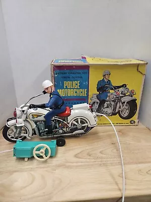 Vintage Remote Control Police Motorcycle Modern Toys Tin Litho Japan Works!  • $100