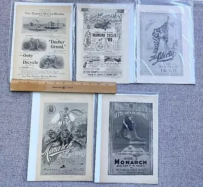 Group Of 5 Vintage  Bicycle Print Ads Monarch Liberty Diamond Dueber Grand • $8