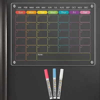 12x16 Inch Acrylic Magnetic Calendar Dry Erase Planning Board For Refrigerator • $10.80